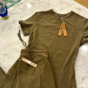 Skims cotton jersey set in army green